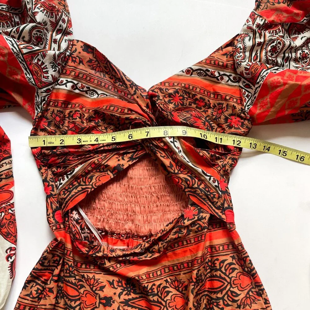 Johanna Ortiz Tropical Mantra Mini Dress Blockprint Fiesta Red Size 0 NEW NWT - Picture 10 of 13